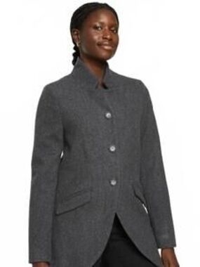 Universal Standard Charcoal Gray Stand-Collar Pea Coat